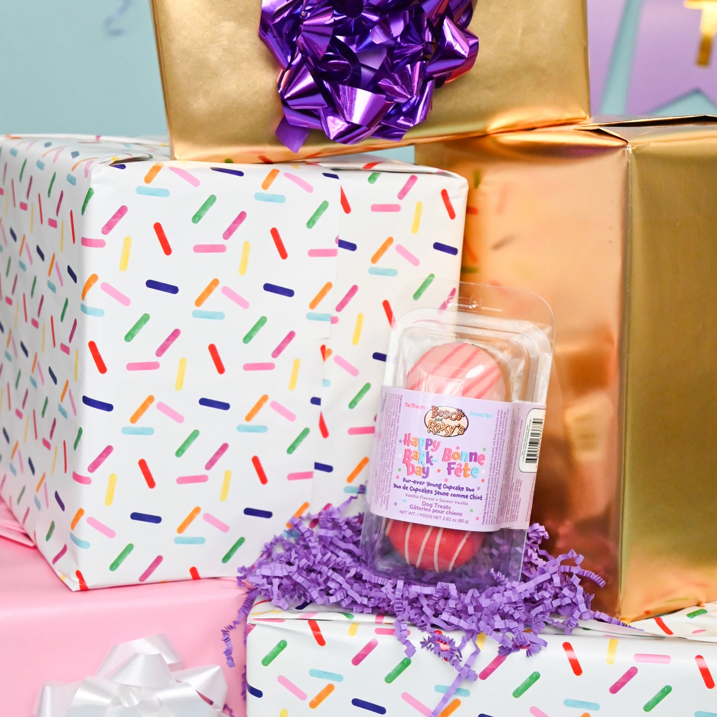 Prepackaged Fur-Ever Young Pink Cupcake Duo | Birthday