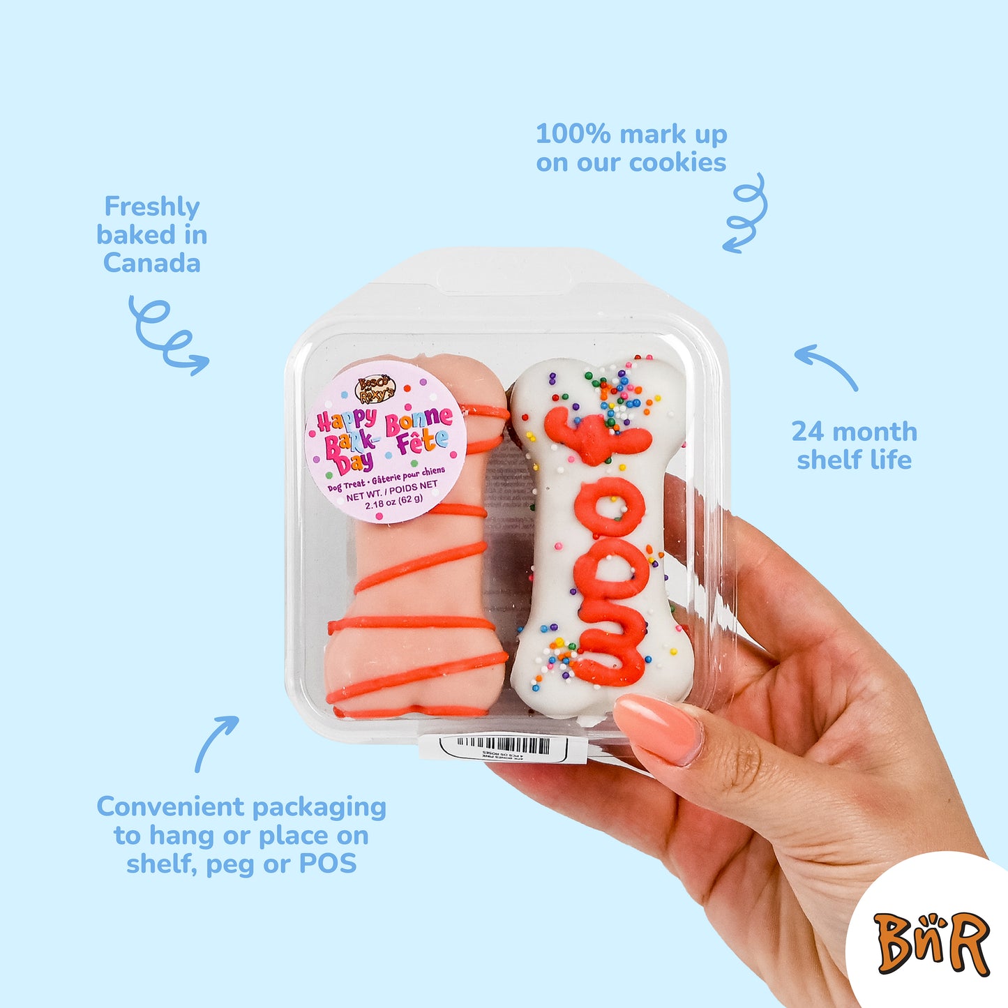 Prepackaged 4pk Pink Woof It Up Bones | Birthday