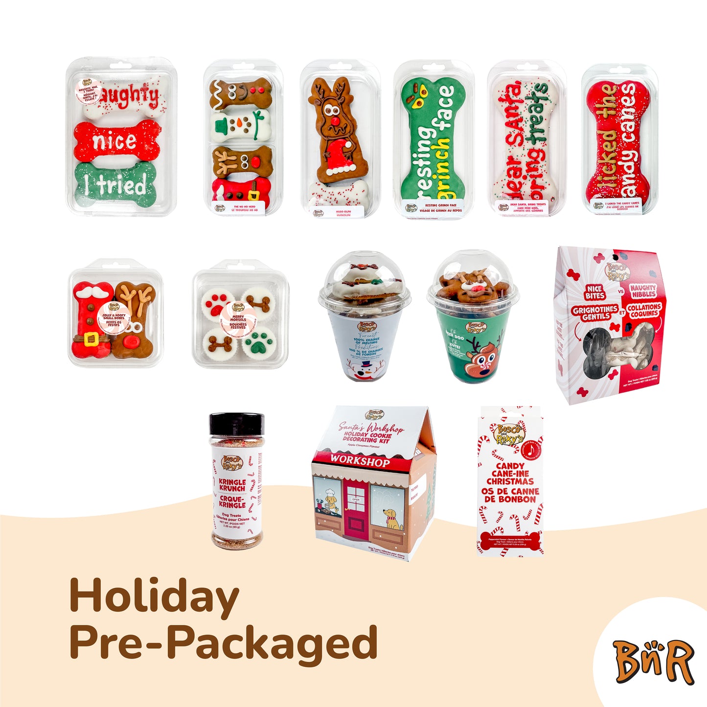 Jolly & Hoofy Small Bones 4pk | Christmas Pre-Packaged