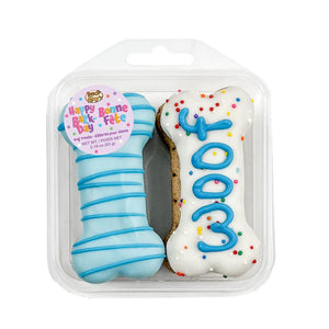 Prepackaged 4pk Blue Woof It Up Bones | Birthday