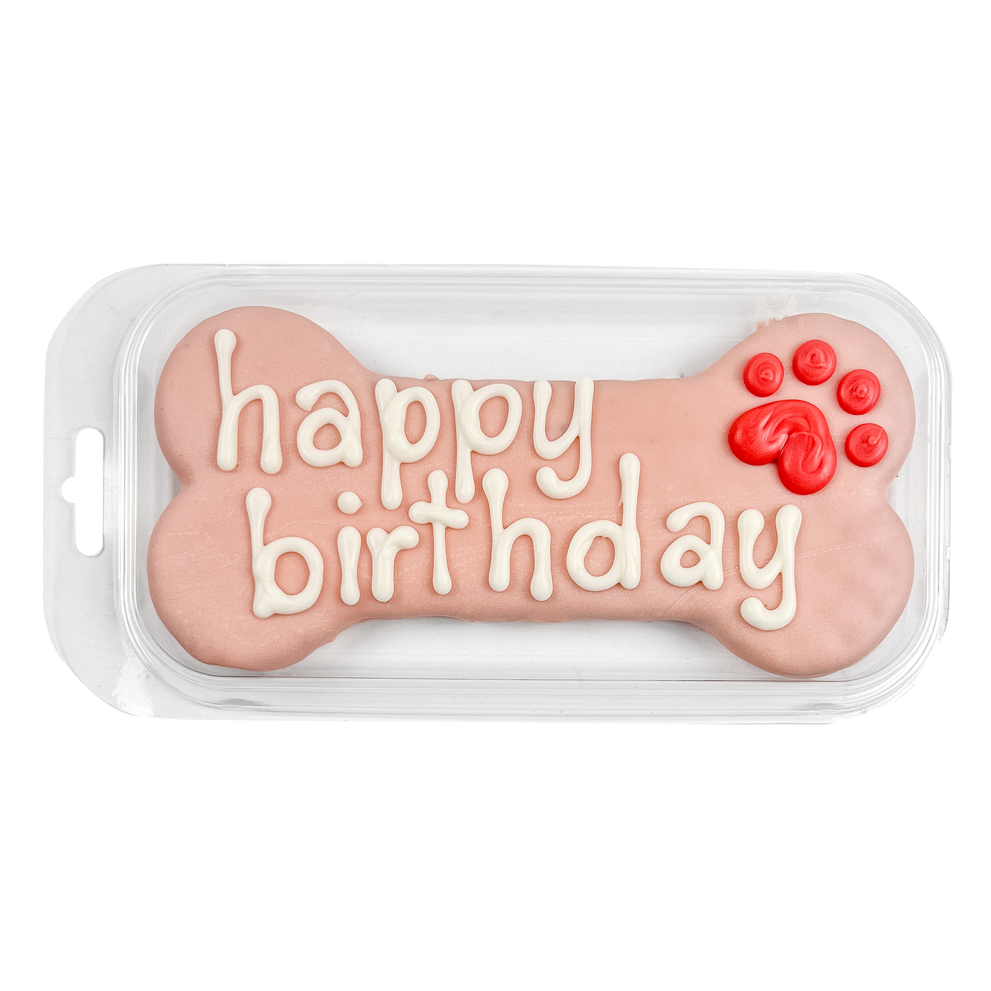 Prepackaged Large Pink Happy Birthday Bone | Birthday